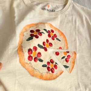 Crewcuts Girls Cream Short Sleeve Graphic & Sequin Margherita Pizza 8